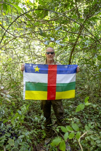 Holding the Central African Republic flag at the Pole