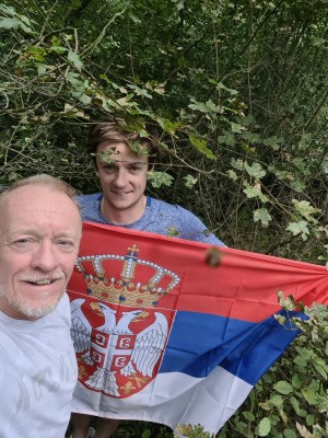 Serbian flag at the Serbia Point of Inaccessibility