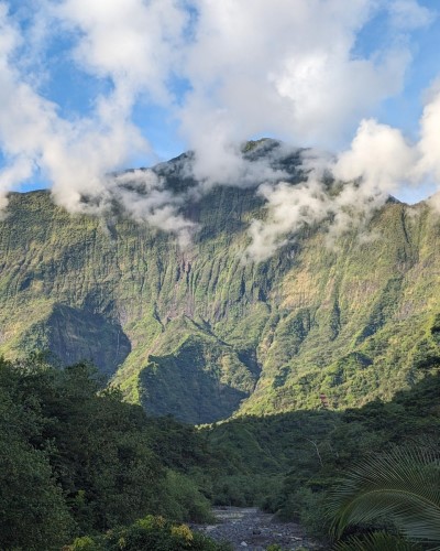 Steep sided cliff face in Tahiti
