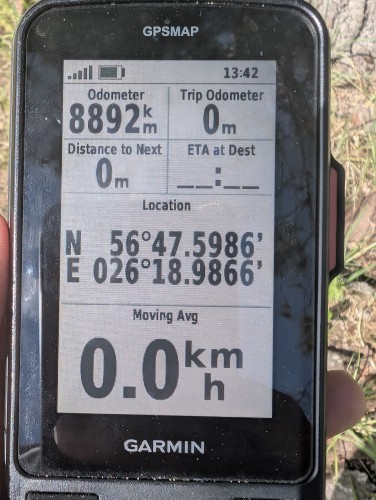 Garmin showing coordinates of the Latvian Point of Inaccessibility