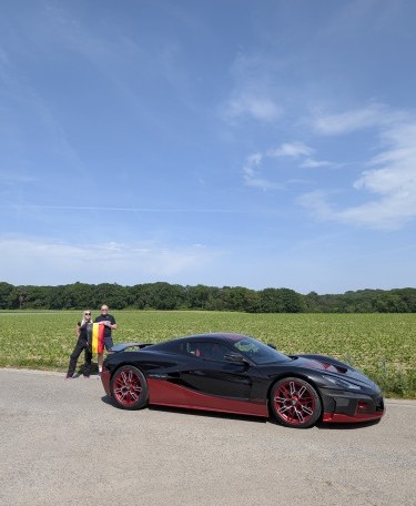 Rimac Nevera parked in front of the Belgium POI
